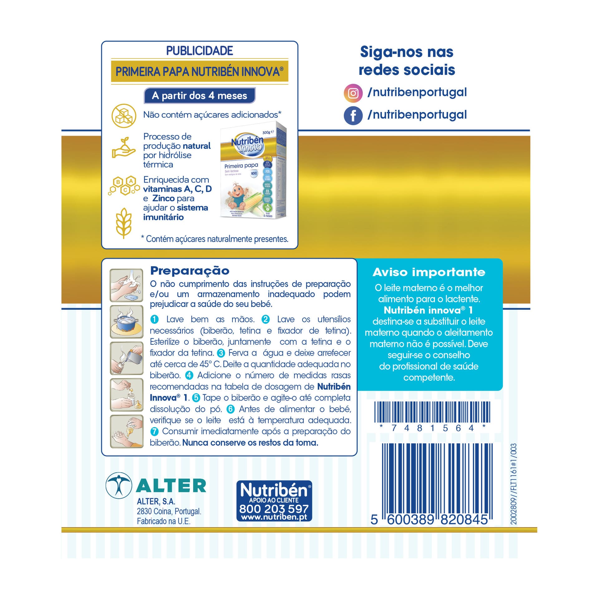 Nutribén Innova 1 Leche Infantil 800g