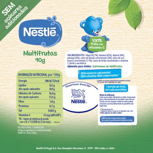 Nestlé Baby Fruit Multifruta +6 Meses Pack 90 Gr Nestlé Baby Fruit Multifruta +6 Meses Pack 90 Gr