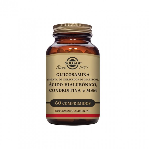 Solgar Glucosamina, Ácido Hialurónico, Condroitina e MSM 60 Comprimidos Solgar Glucosamina, Ácido Hialurónico, Condroitina e MSM 60 Comprimidos