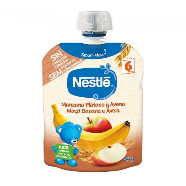 Nestlé Fruta Para Bebé Maçã Banana Aveia +6 Meses Pacotinho 90 Gr