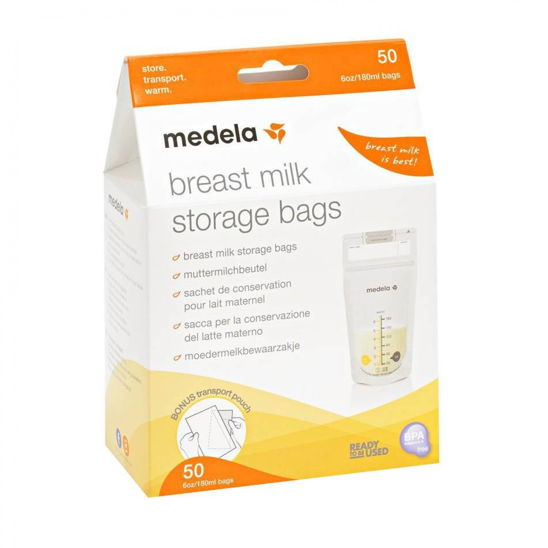 Medela Sachets de Conservation de Lait Maternel 180ml 50 unités