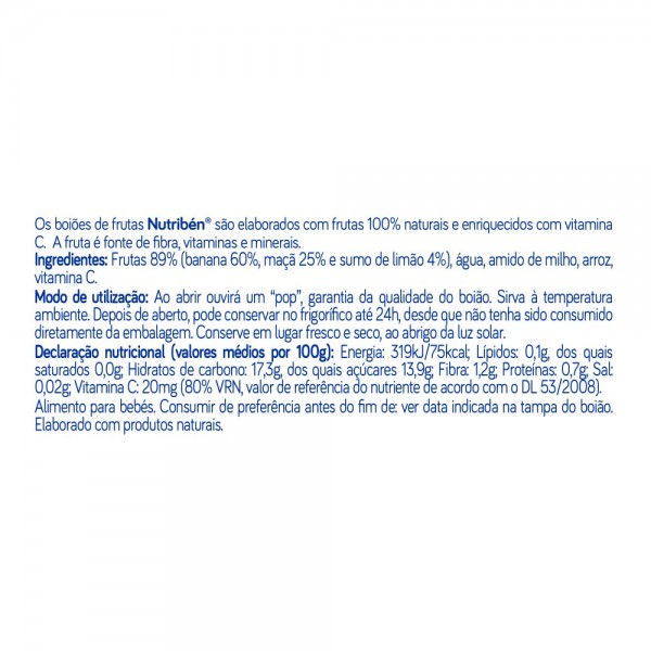 Nutribén Jar 4 Banana and Apple 120g Nutribén Jar 4 Banana and Apple 120g