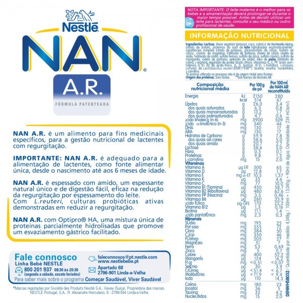 Nan Ar Infant Formula from Birth Can 800g