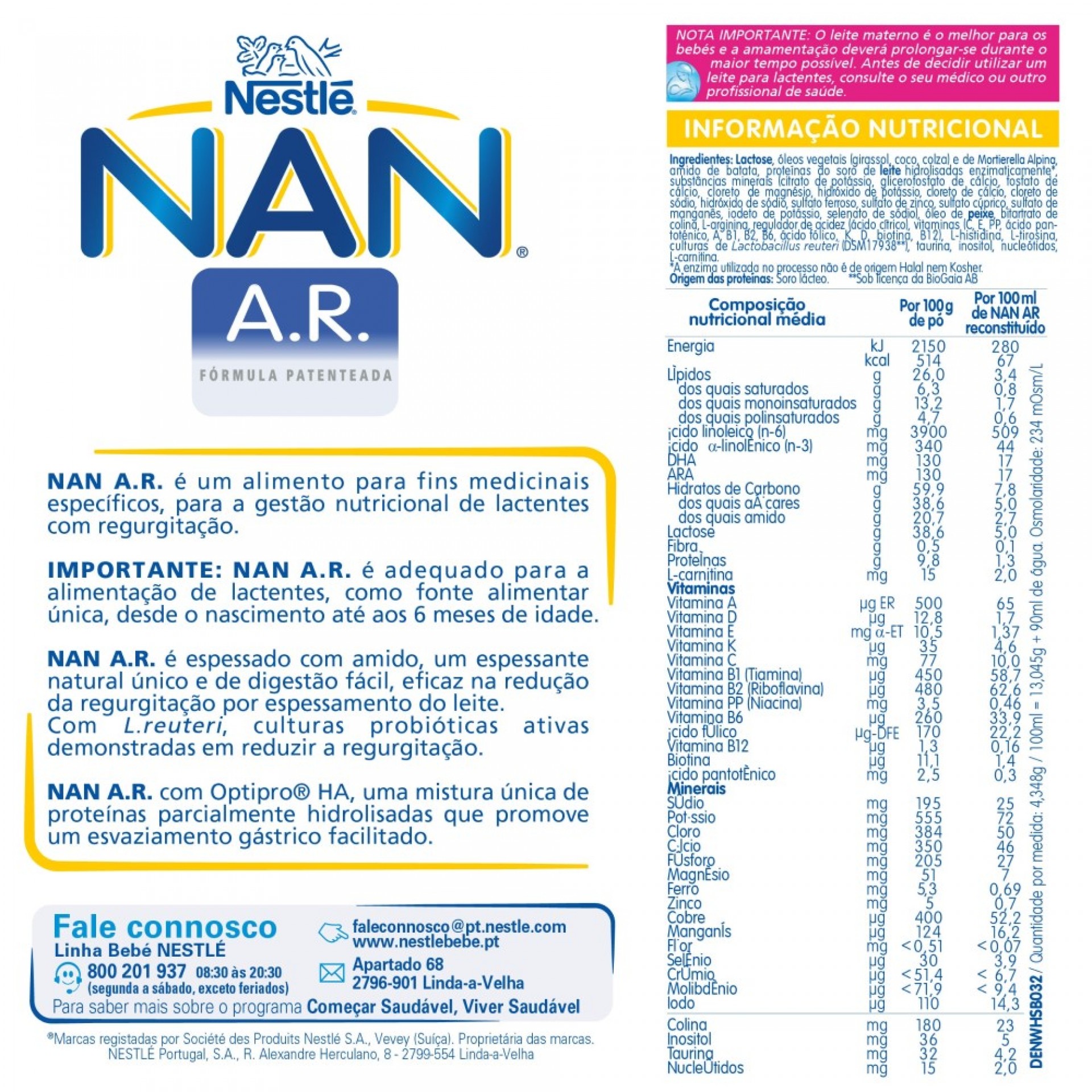 Nan Ar Infant Formula from Birth Can 800g