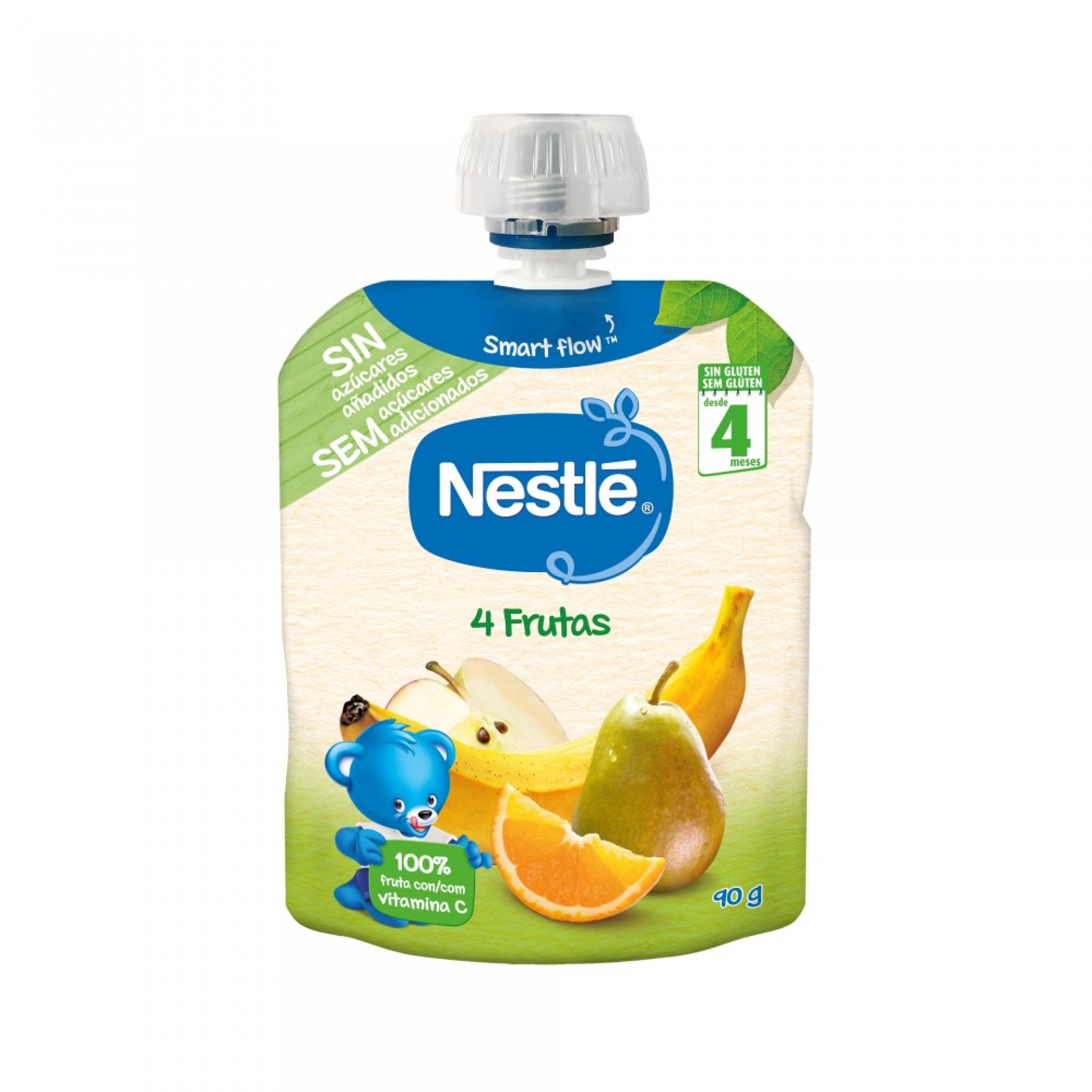 Nestlé Fruits pour Bébé 4 Fruits +4 Mois Paquet 90 Gr