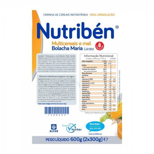 Nutribén Multicéréales et Miel Biscuit Maria Laité 600g Nutribén Multicéréales et Miel Biscuit Maria Laité 600g
