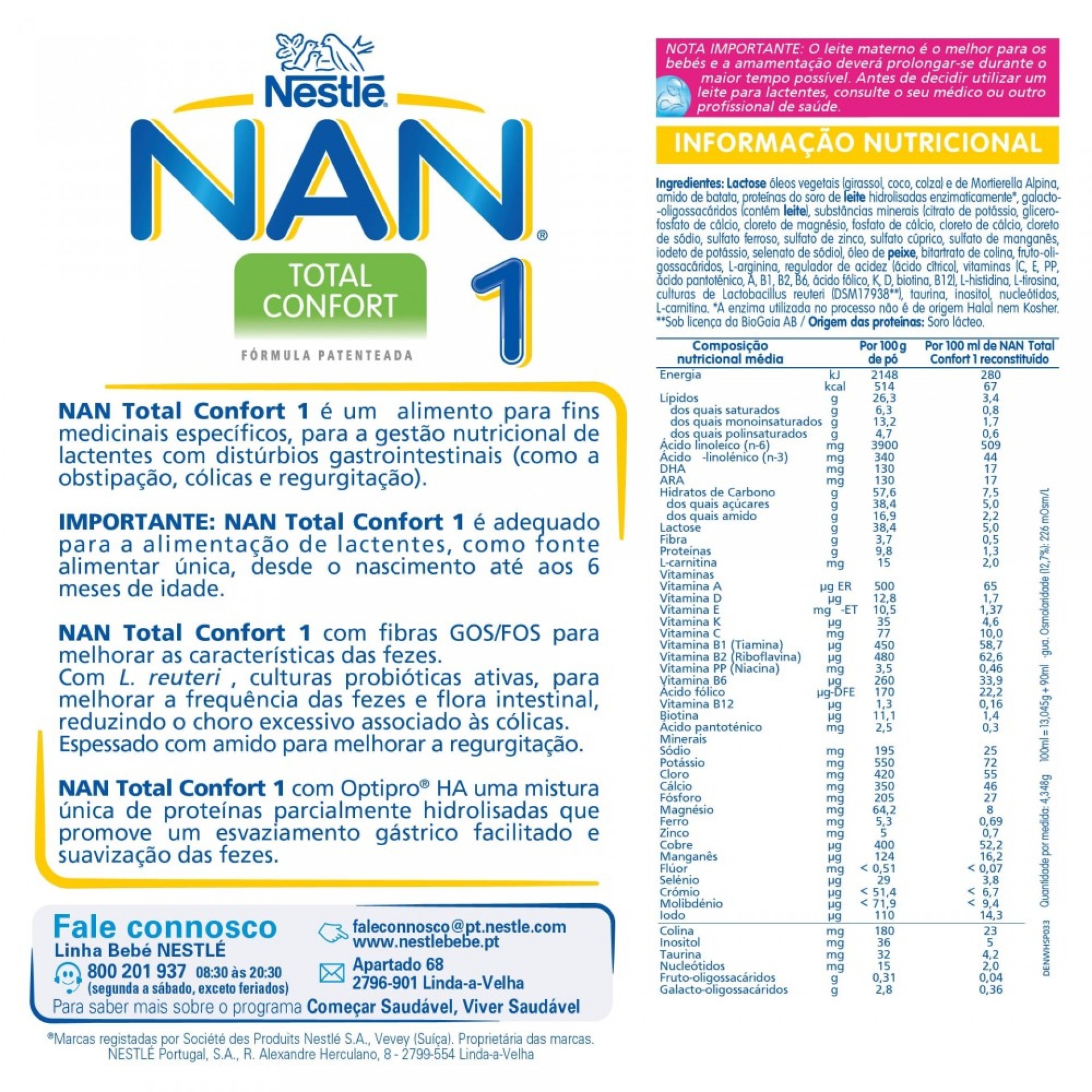 Nan Total Comfort Milk for Infants from Birth 1 Can 800g