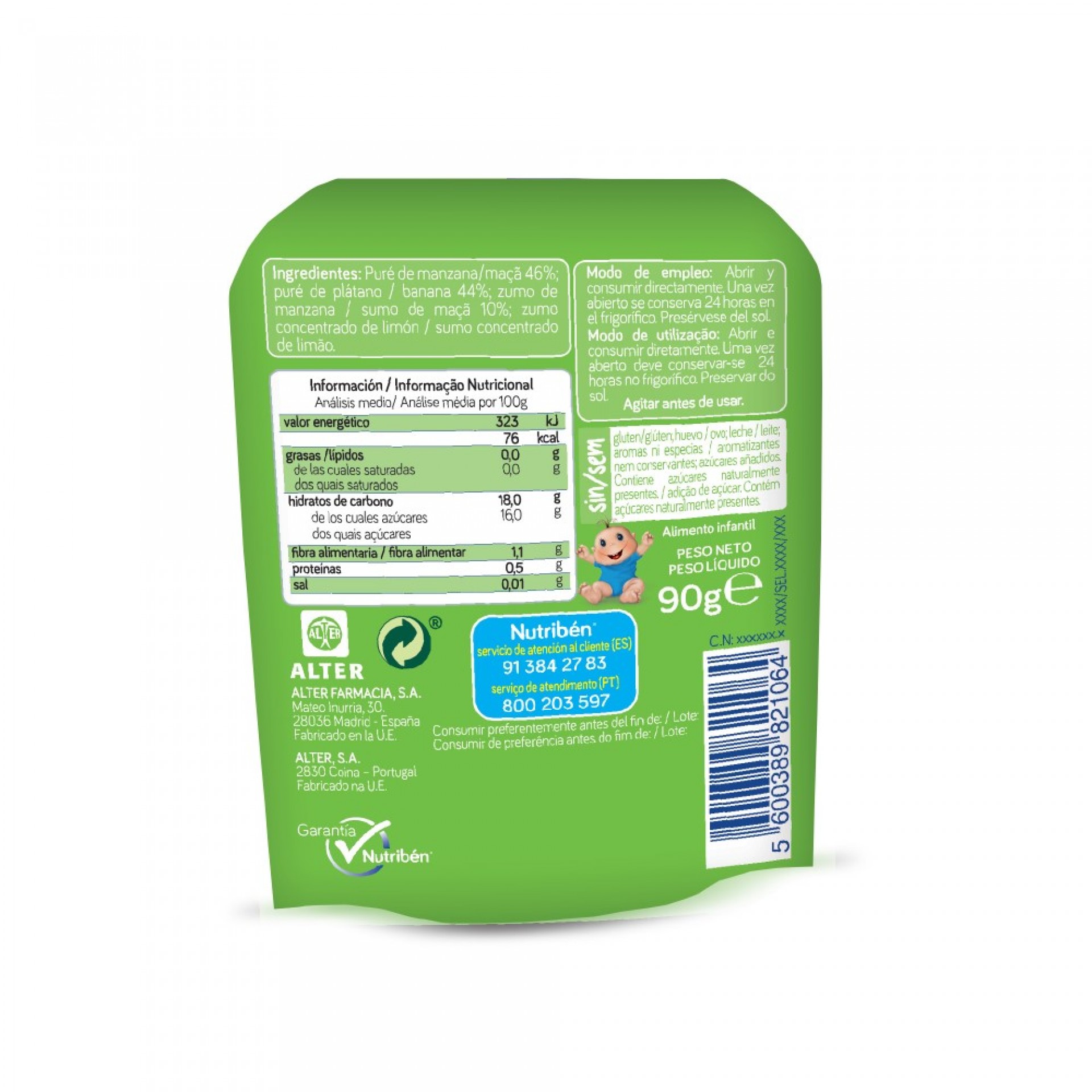 Nutribén Fruit&Go Manzana y Plátano 90g