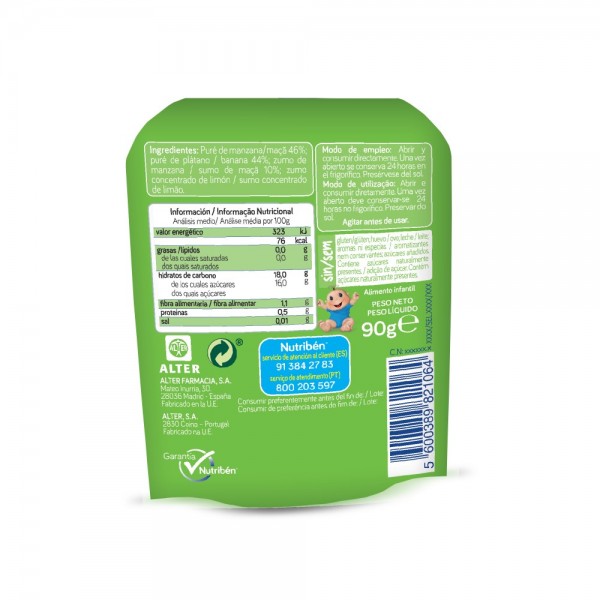 Nutribén Fruit&Go Manzana y Plátano 90g Nutribén Fruit&Go Manzana y Plátano 90g
