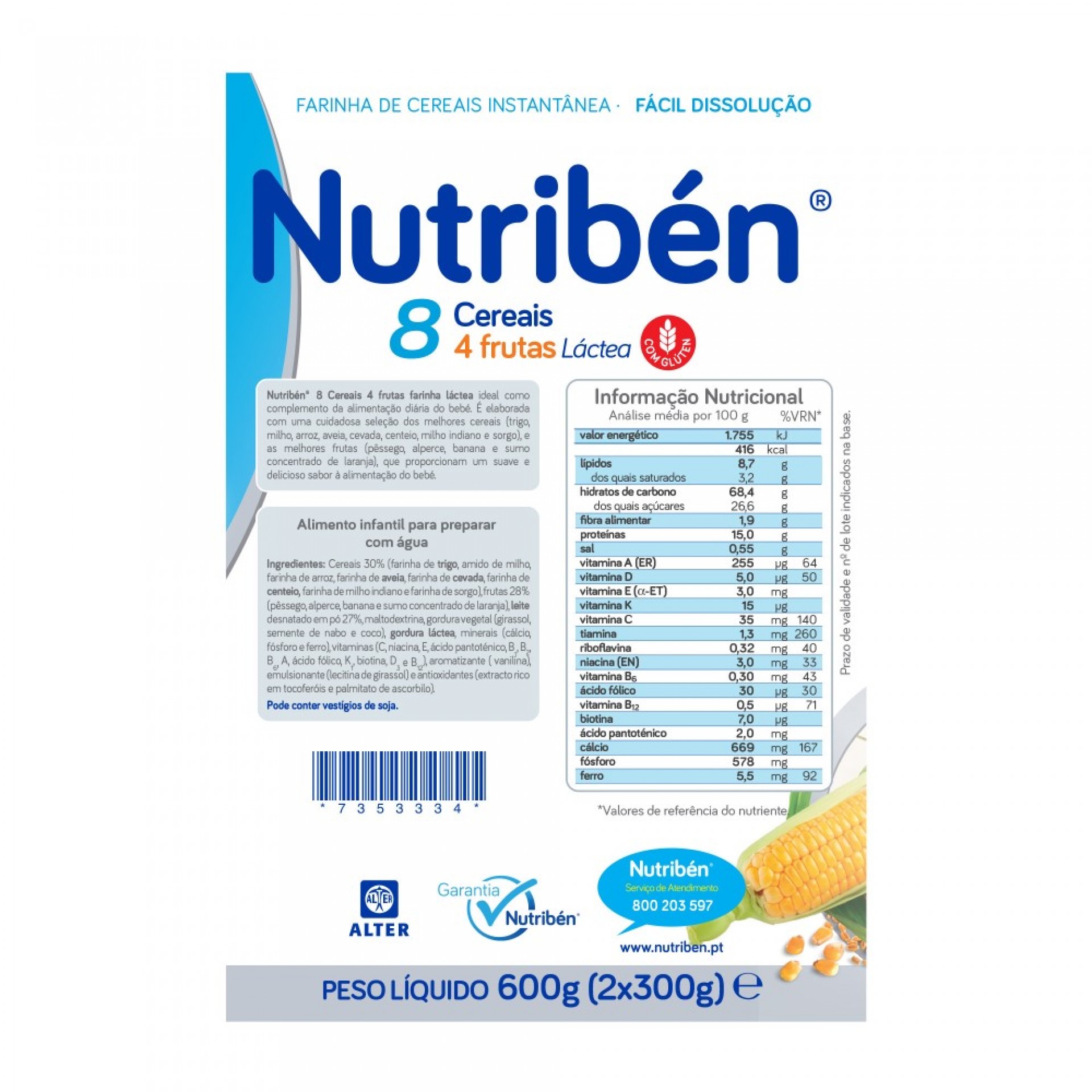 8 Cereais 4 Frutas Láctea 2 x 300g