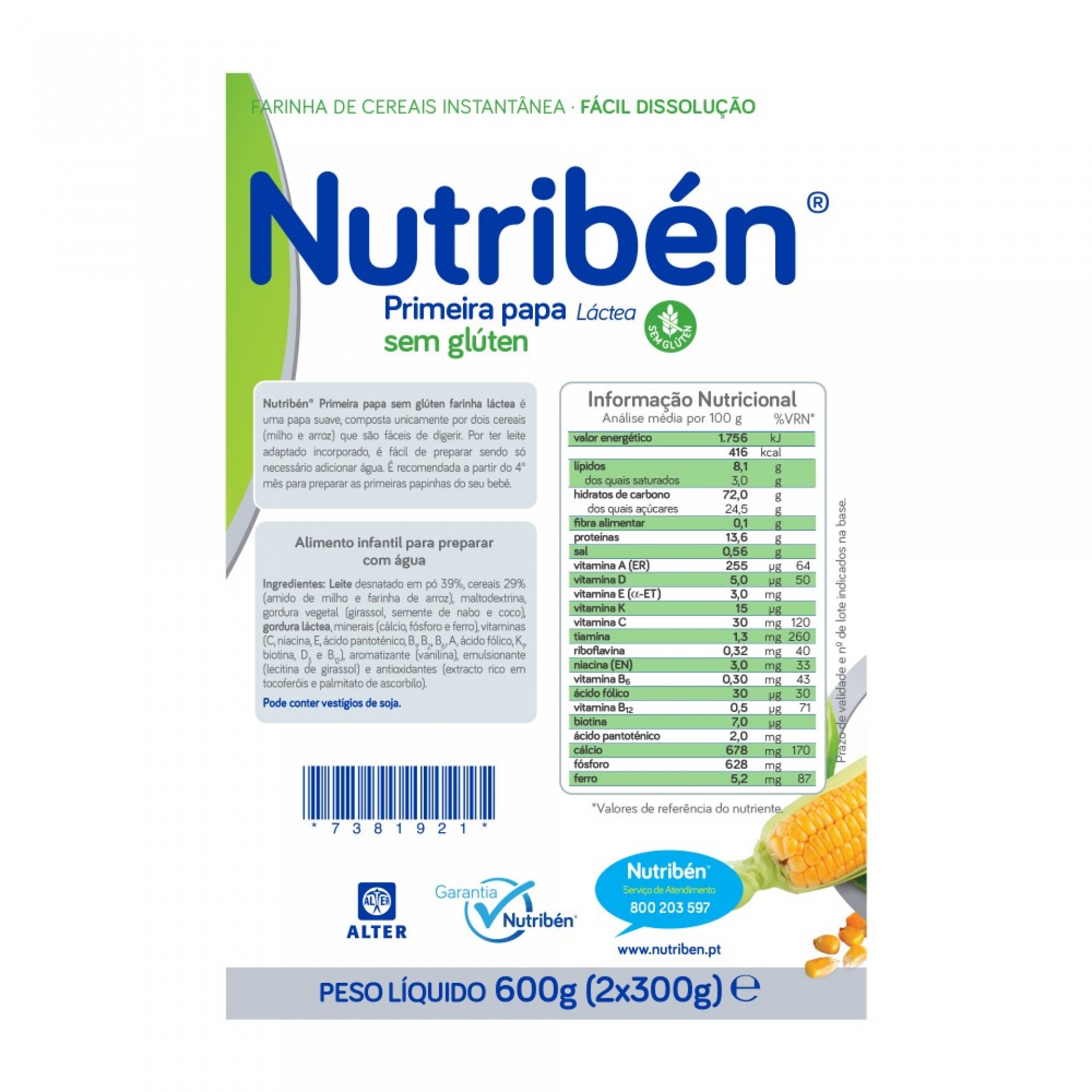 Primeira Papa Láctea Sem Glúten 600g