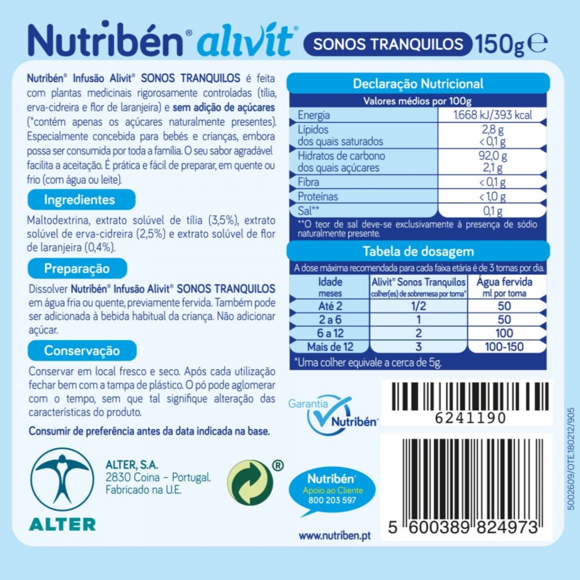 Nutribén Infusão Alivit Sonos Tranquilos 150g