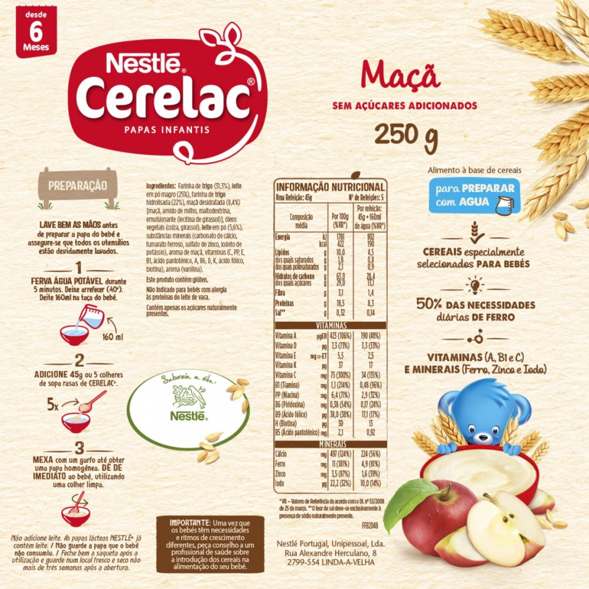 Cerelac Bouillie Infantile Lait Pomme +6 Mois Emb. 250g