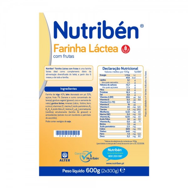Nutribén Harina Láctea con Frutas 600g Nutribén Harina Láctea con Frutas 600g