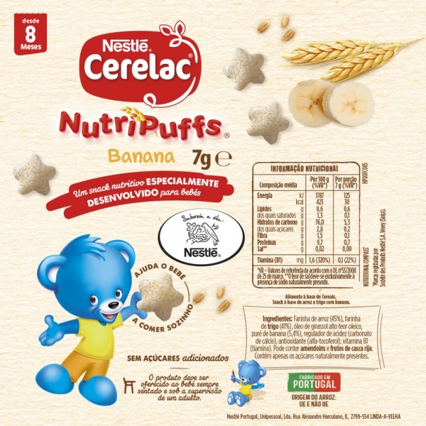 Cerelac Nutripuffs Snack Infantil Banana +8 Meses Emb. 7 Gr Cerelac Nutripuffs Snack Infantil Banana +8 Meses Emb. 7 Gr
