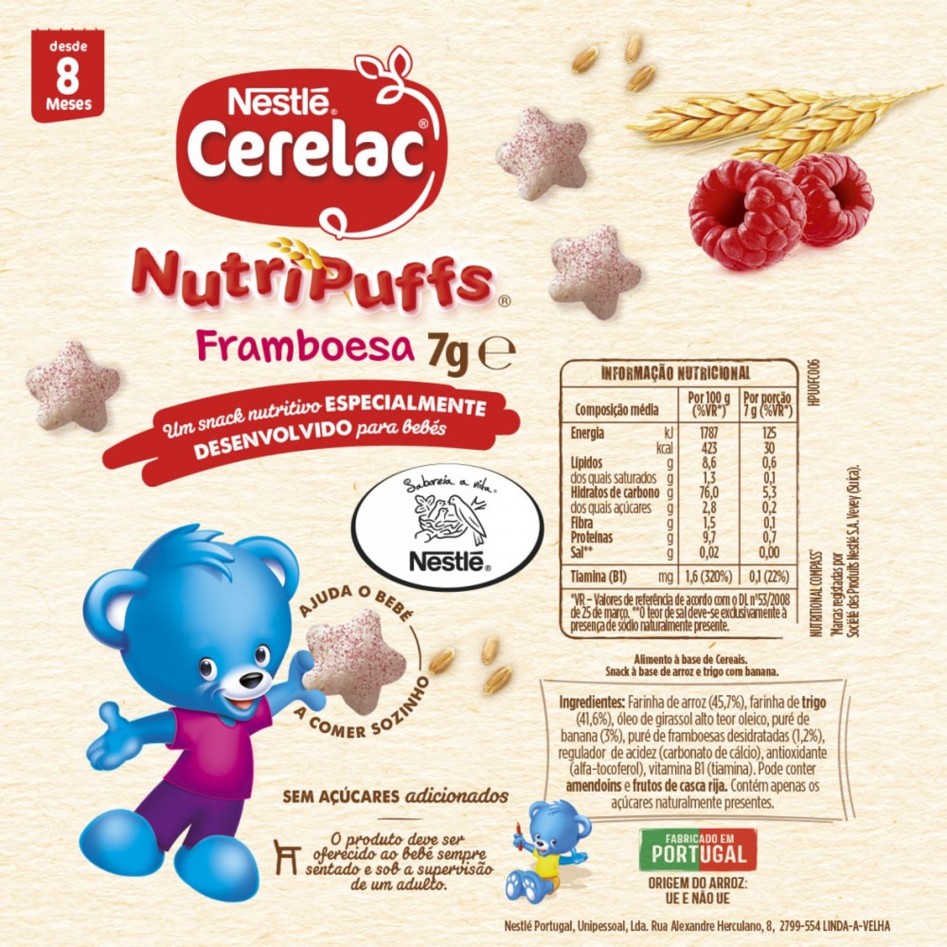 Cerelac Nutripuffs Snack Enfant Framboise +8 Mois Emb. 7 Gr