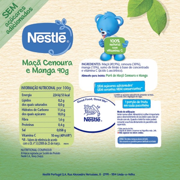 Nestlé Frutta per Bebè Mela Carota Mango +6 Mesi Confezione 90g Nestlé Frutta per Bebè Mela Carota Mango +6 Mesi Confezione 90g