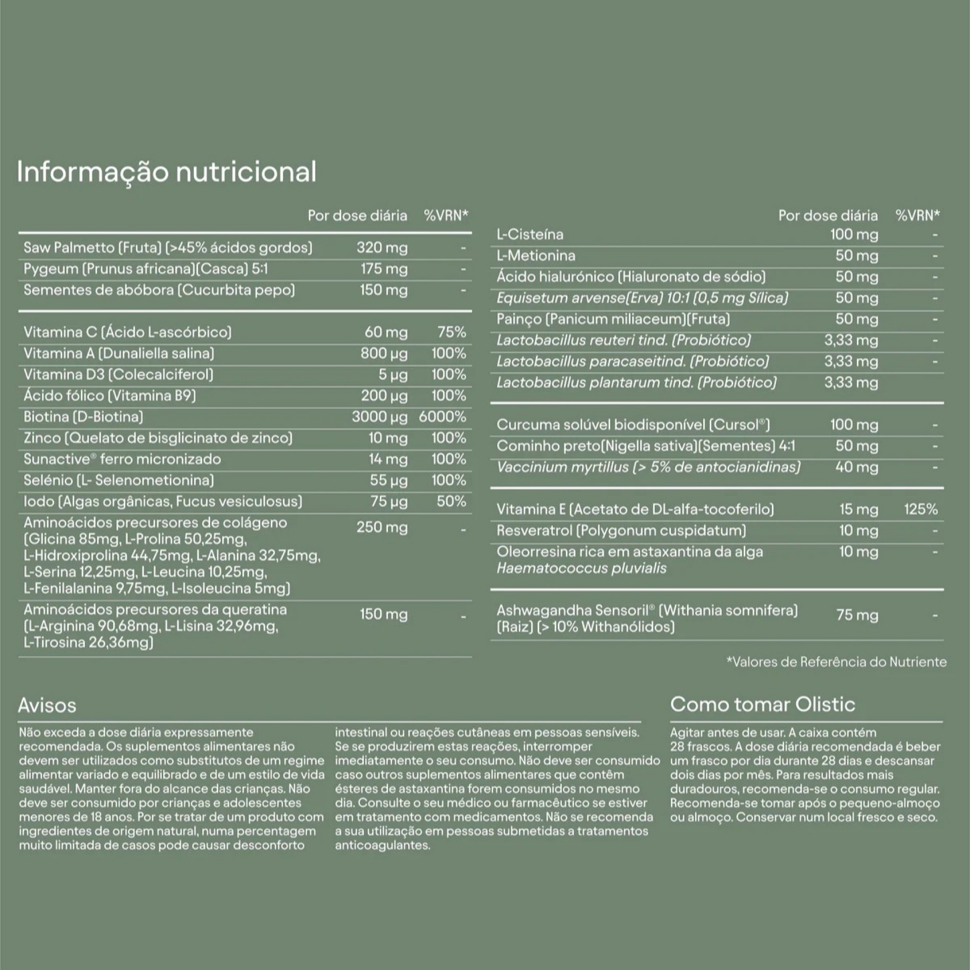 Olistic Men Hair Supplement 25ml x 28 ampoules