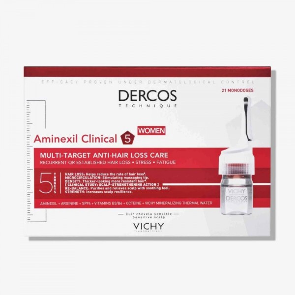 Dercos Aminexil Clinical 5 Mujer 6ml x 21 Ampollas Dercos Aminexil Clinical 5 Mujer 6ml x 21 Ampollas