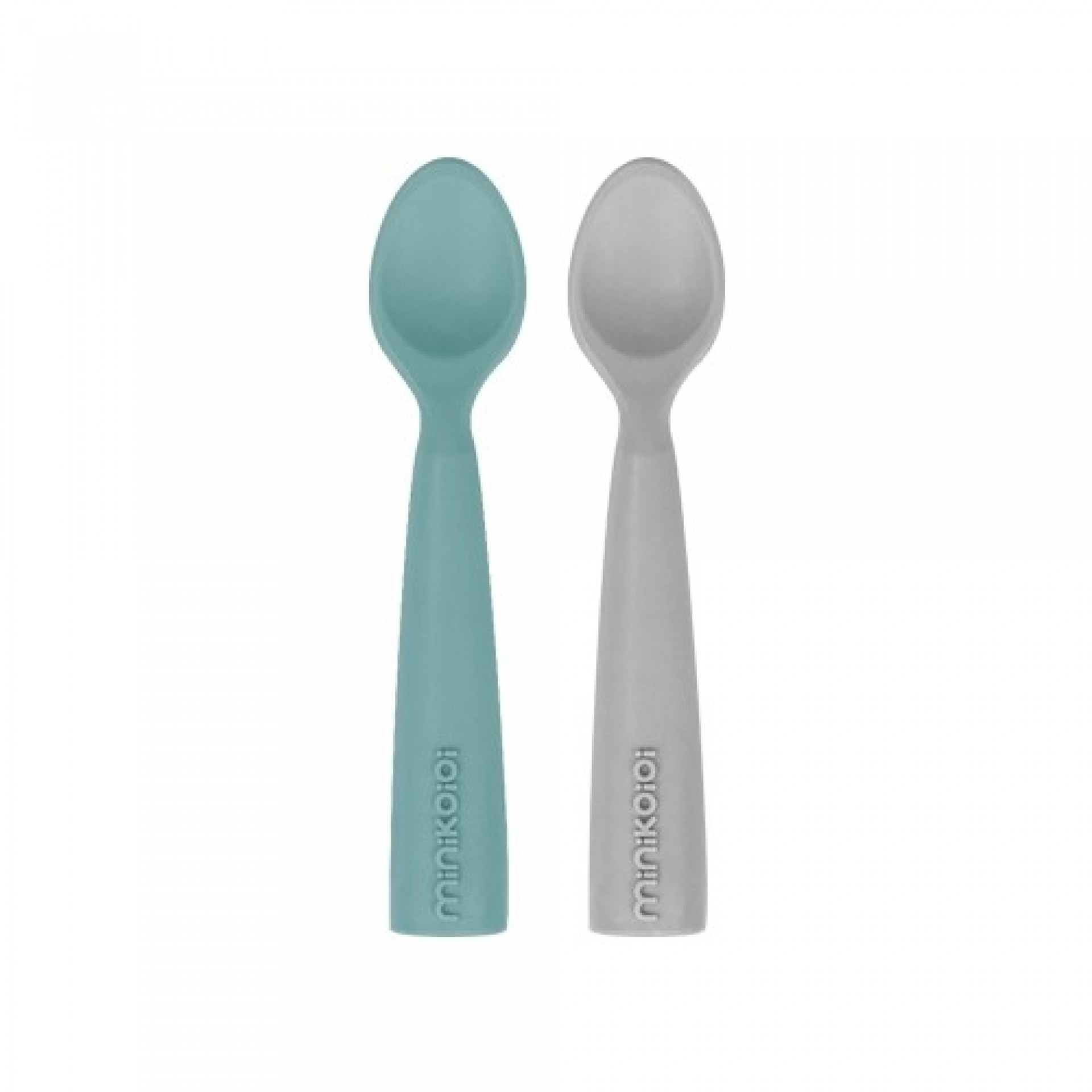 Minikoioi Set of 2 Silicone Spoons Aqua Green and Powder Grey