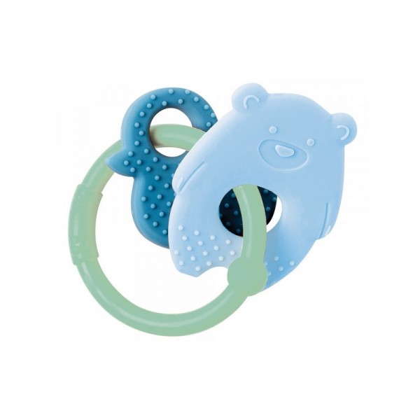 Nattou Silicone Teething Ring Bear + Duck Green Ring