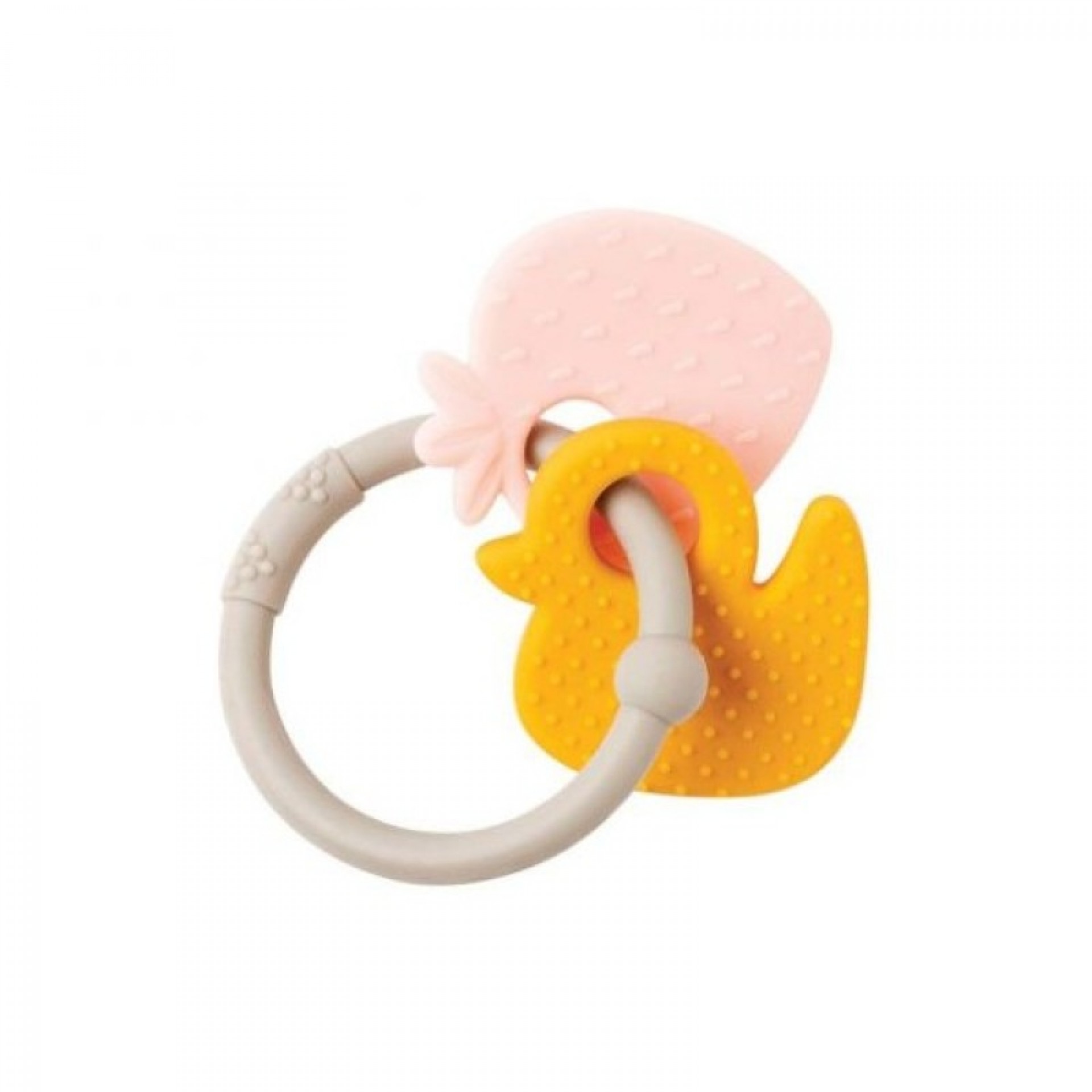 Nattou Anel de Dentição Silicone Morango + Pato