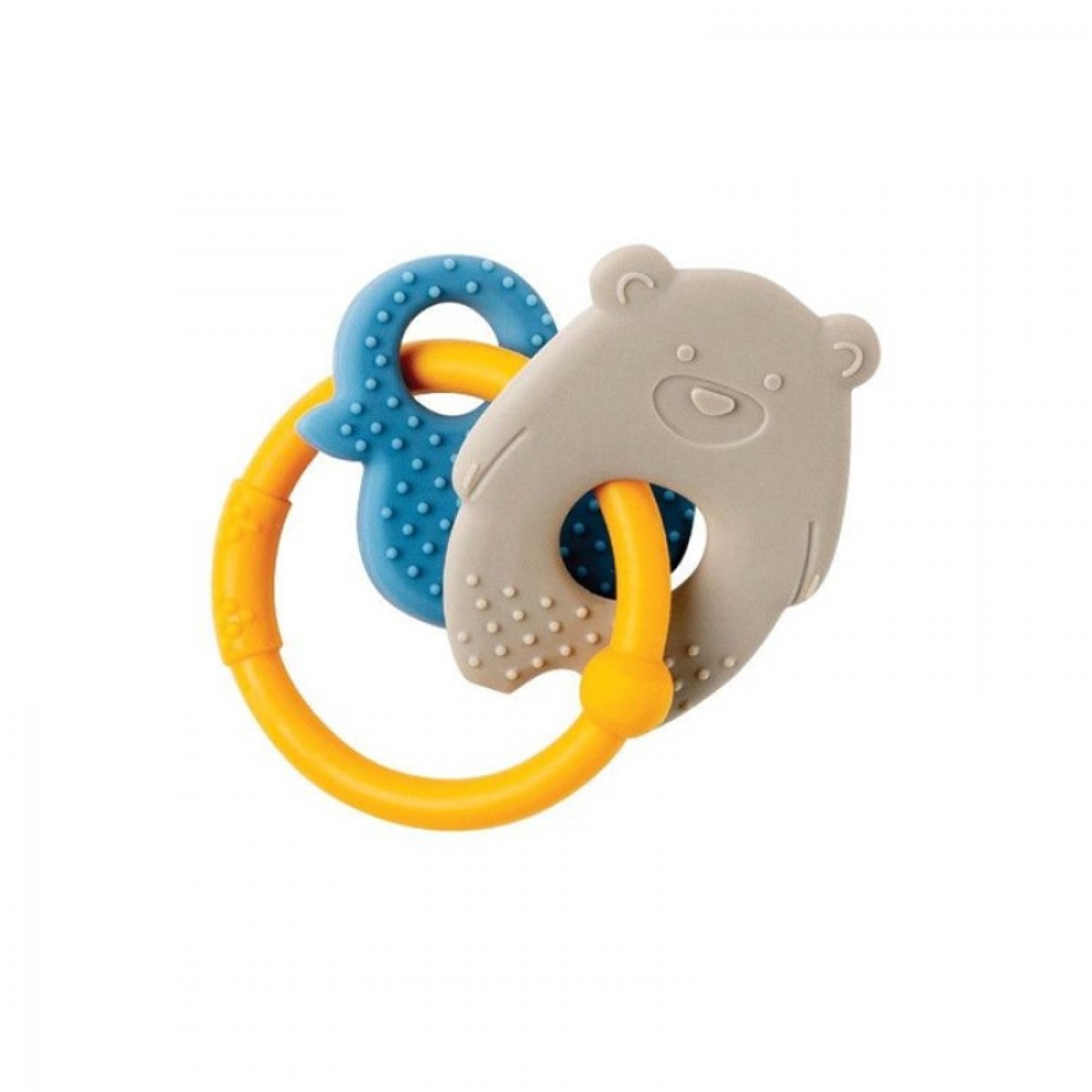 Nattou Silicone Teething Ring Bear + Duck Ocher Ring