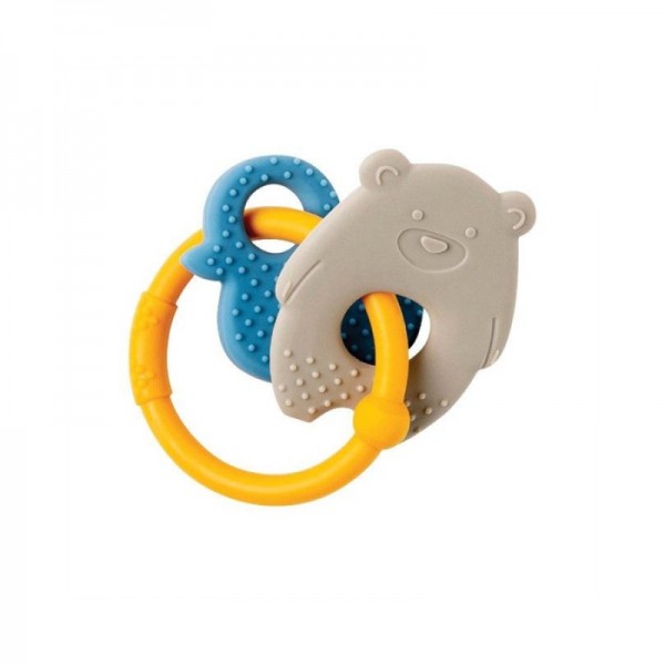Nattou Silicone Teething Ring Bear + Duck Ocher Ring