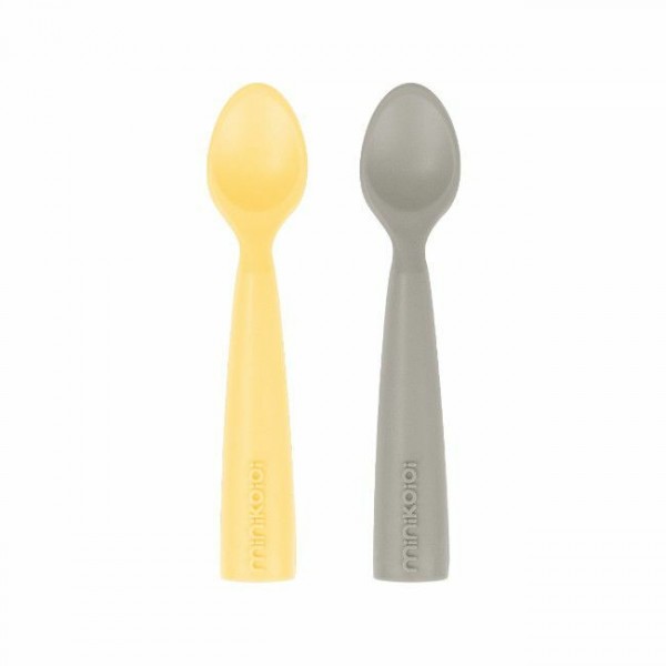 Minikoioi Set 2 Cucharas de Silicona Mellow Yellow y Powder Grey