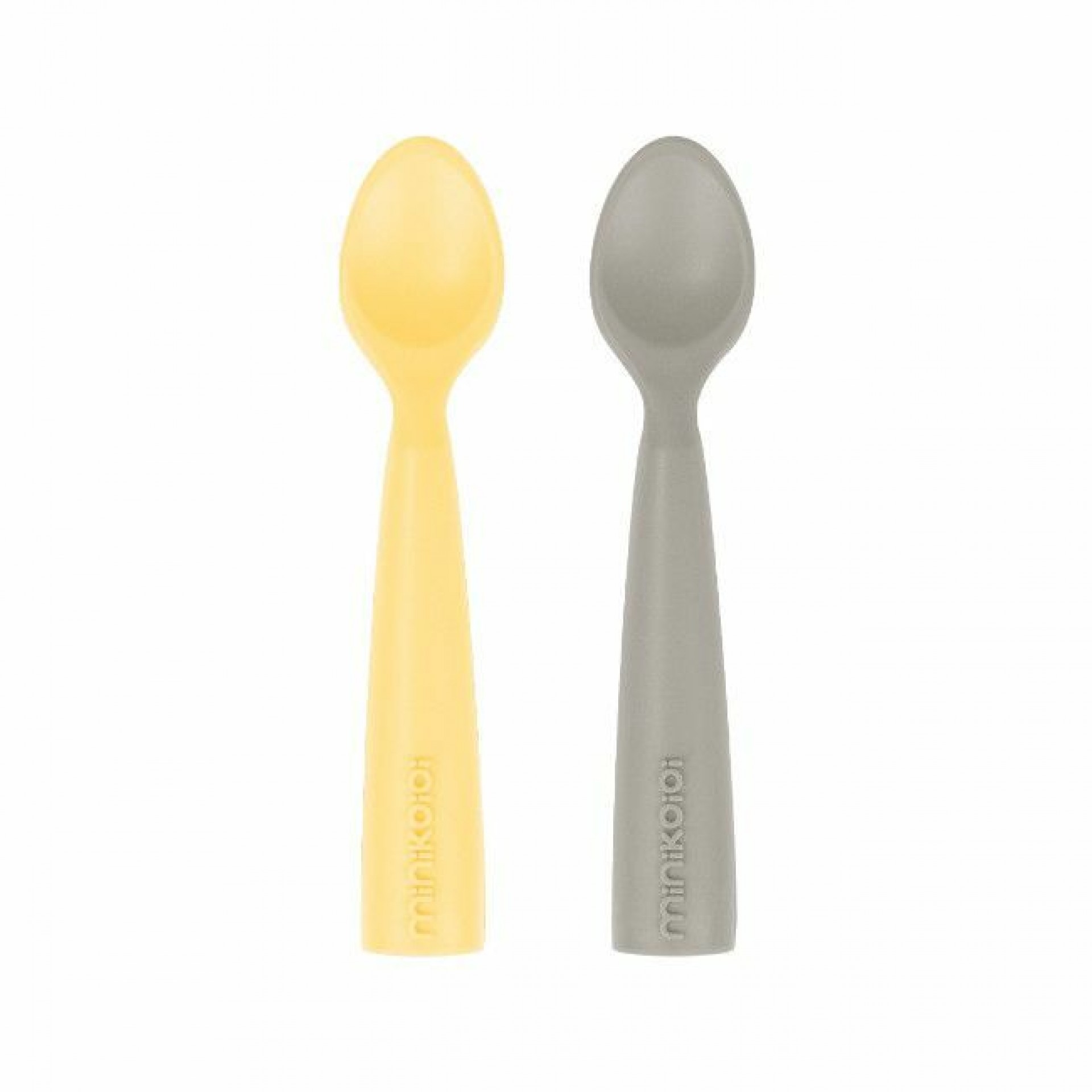 Minikoioi Set of 2 Silicone Spoons Mellow Yellow and Powder Grey