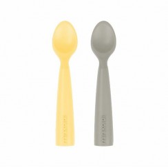 Minikoioi Set 2 Cucharas de Silicona Mellow Yellow y Powder Grey