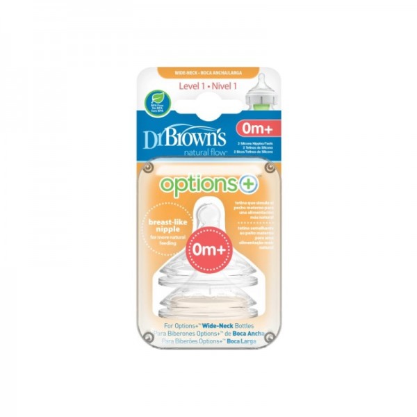 Dr. Brown's Options+ Tetina Ancha Nivel 1 +0M x2